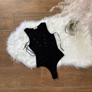 Black Lace Up Bodysuit